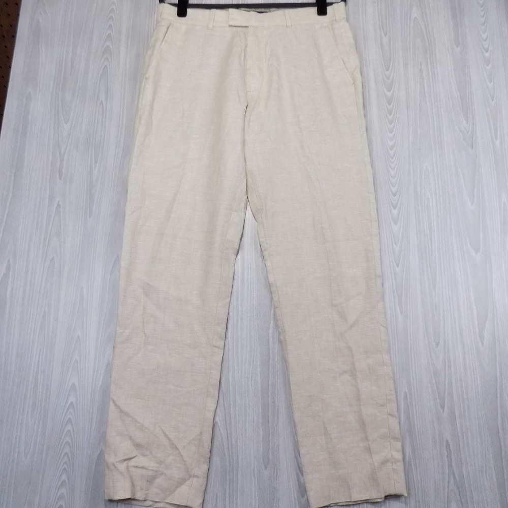 Abercrombie & Fitch Slim Fit Linen Suit Mens 44R 34x34 Beige Preppy EUC - Picture 8 of 16